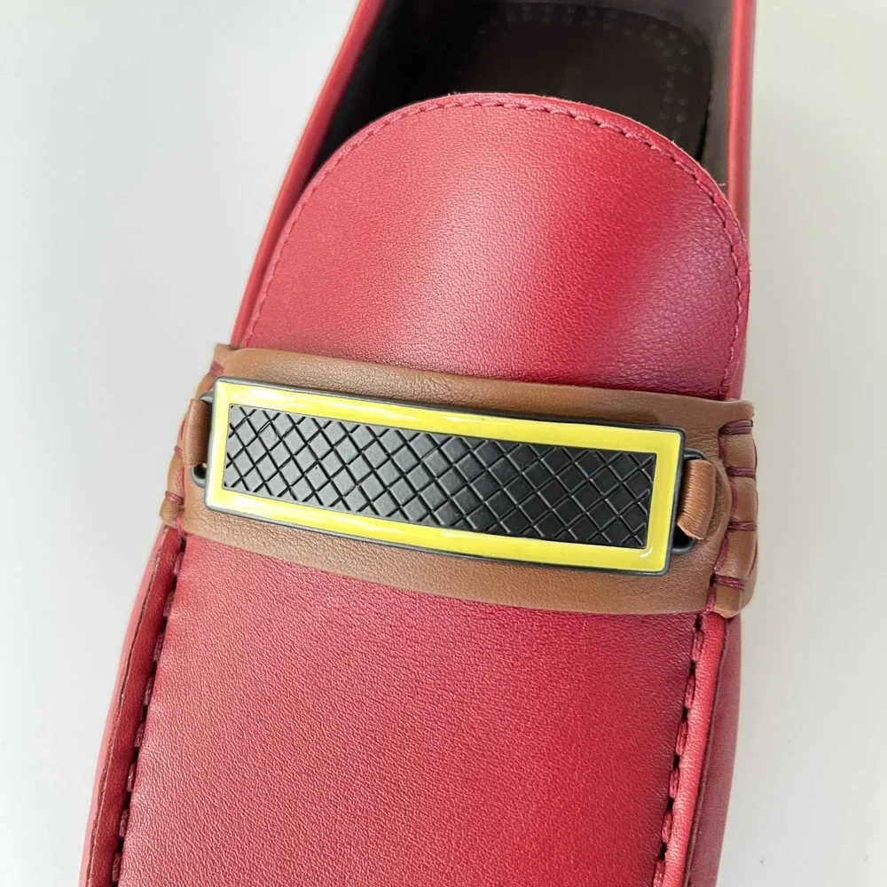 Bottega Veneta Men's Tennis Calf Leather Red Driver Shoe, 548292, sz‎ US9.5